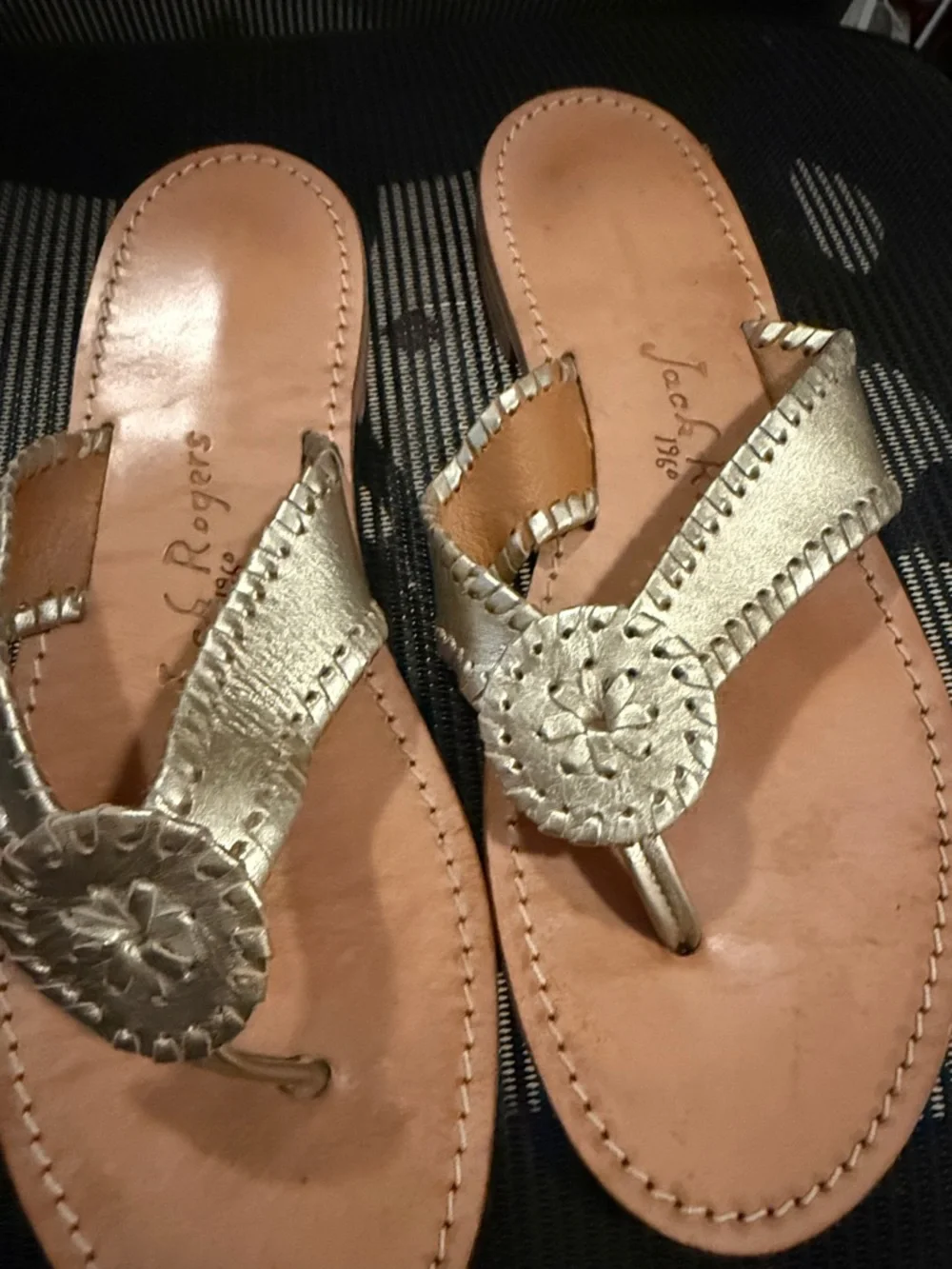 Metallic Gold Leather Thong Sandals